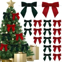 24 Pcs Velvet Christmas Bows for Christmas Tree 3" Rustic Crafts Gift Velvet Ribbon Bows Twist Tie Bows for Xmas Wreaths Garland Gift Wrapping Wedding Decor