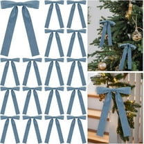 24 Pcs Velvet Christmas Bows, Double-Sided Ribbon Ornaments for Tree, Garland & Wreath, Vintage Holiday Decorations, Indoor Outdoor Xmas Decor,5x7 Inch Dusty Blue,Elegant Festive Home & Party Accents