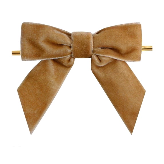 24 Pcs Velvet Christmas Tree Bows 3.14 Inch Coffee Ribbon Ornaments for Wreath Garland Gift Wrapping, Velvet Bows for Xmas Tree Door Decor, Rustic Holiday Home Decor for Vintage Display