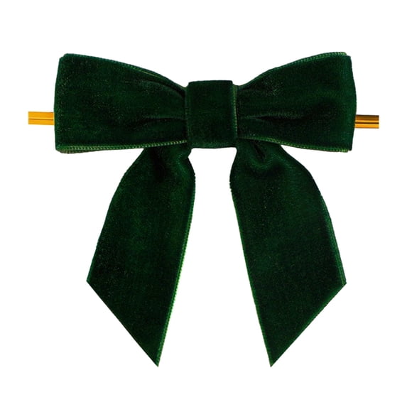24 Pcs Velvet Christmas Tree Bows 3.14 Inch Green Ribbon Ornaments for Wreath Garland Gift Wrapping, Velvet Bows for Xmas Tree Door Decor, Rustic Holiday Home Decor for Vintage Display