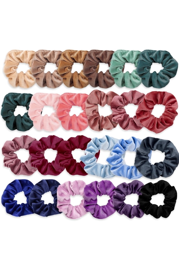 24 Pcs  Scrunchies for Women, Mixed Colors Classic Elastic Thick Hair Ties, Soft Ponytail Holder Hair Accessories