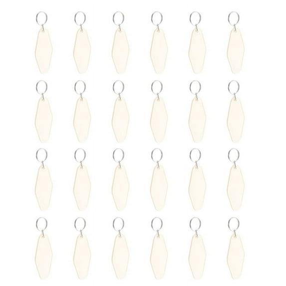 24 Pcs Vintage Motel Keychain DIY Blank Hotel Keychains Heat Transfer Bulk Sublimation (Beige)