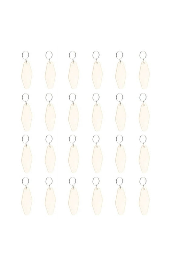 24 Pcs Vintage Motel Keychain DIY Blank Hotel Keychains Heat Transfer Bulk Sublimation (Beige)