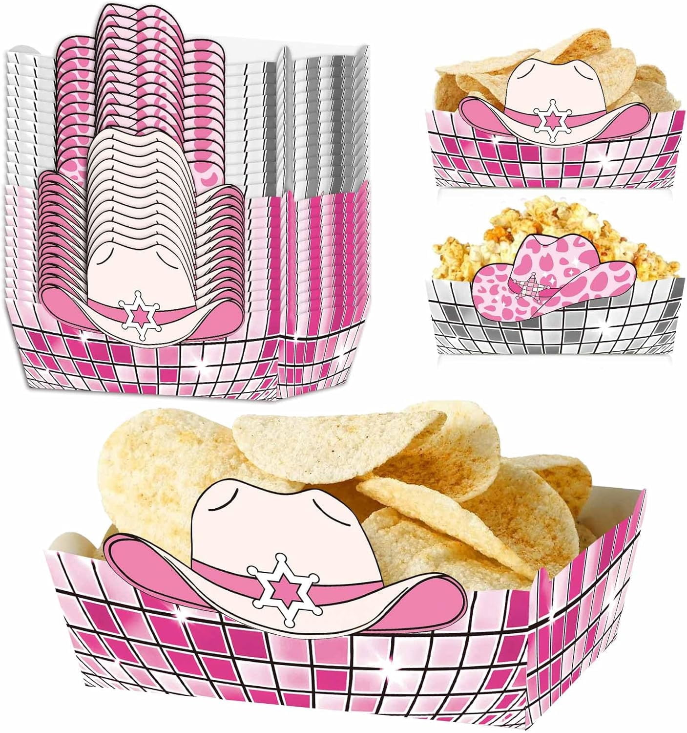24 Pcs Western Cowgirl Theme Food Trays Disco Cowgirl Birthday Party ...
