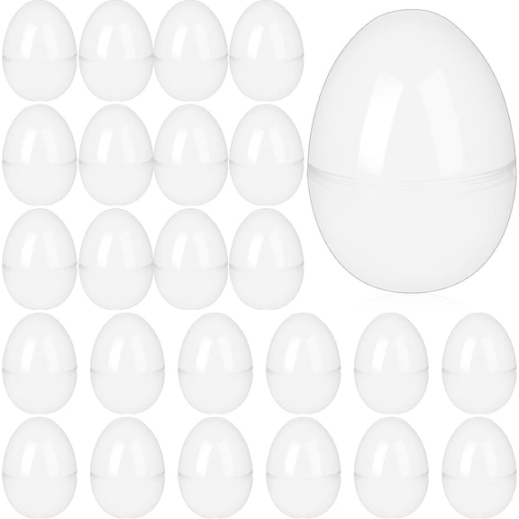 24 Pcs White Plastic Eggs, Fake Easter Egg, Plastic Fake Eggs,Realistic Chicken Eggs for DIY Crafts, Painting, Easter Egg Hunt, Surprise Eggs and Party Favors