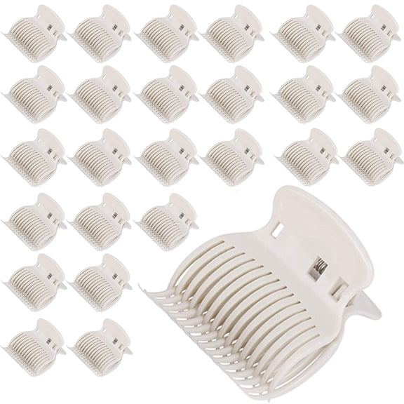 24 Pcs White Plastic Hot Roller Clips Hair Curler Claw Replacement Section Styling Daily Professional Secure Hold