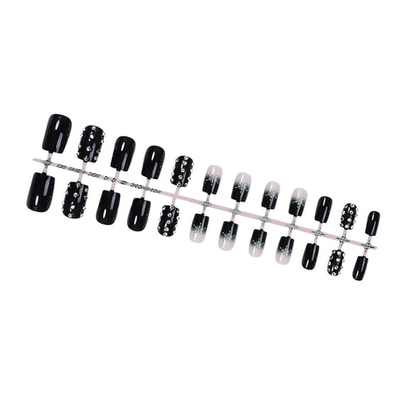 24 Pcs Winter Christmas False Nail Snowflake Full Cover Stick on Nail French Tip Press On Nail for Women and Girls