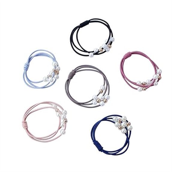 24 Pcs Women Hair Tie,Pearl Hair Tie Bows,Colorful Rubber Hair Scarf,New Elastic Headband Headdress Ornaments,Simple Small Fresh Headdress (Multi-Color)