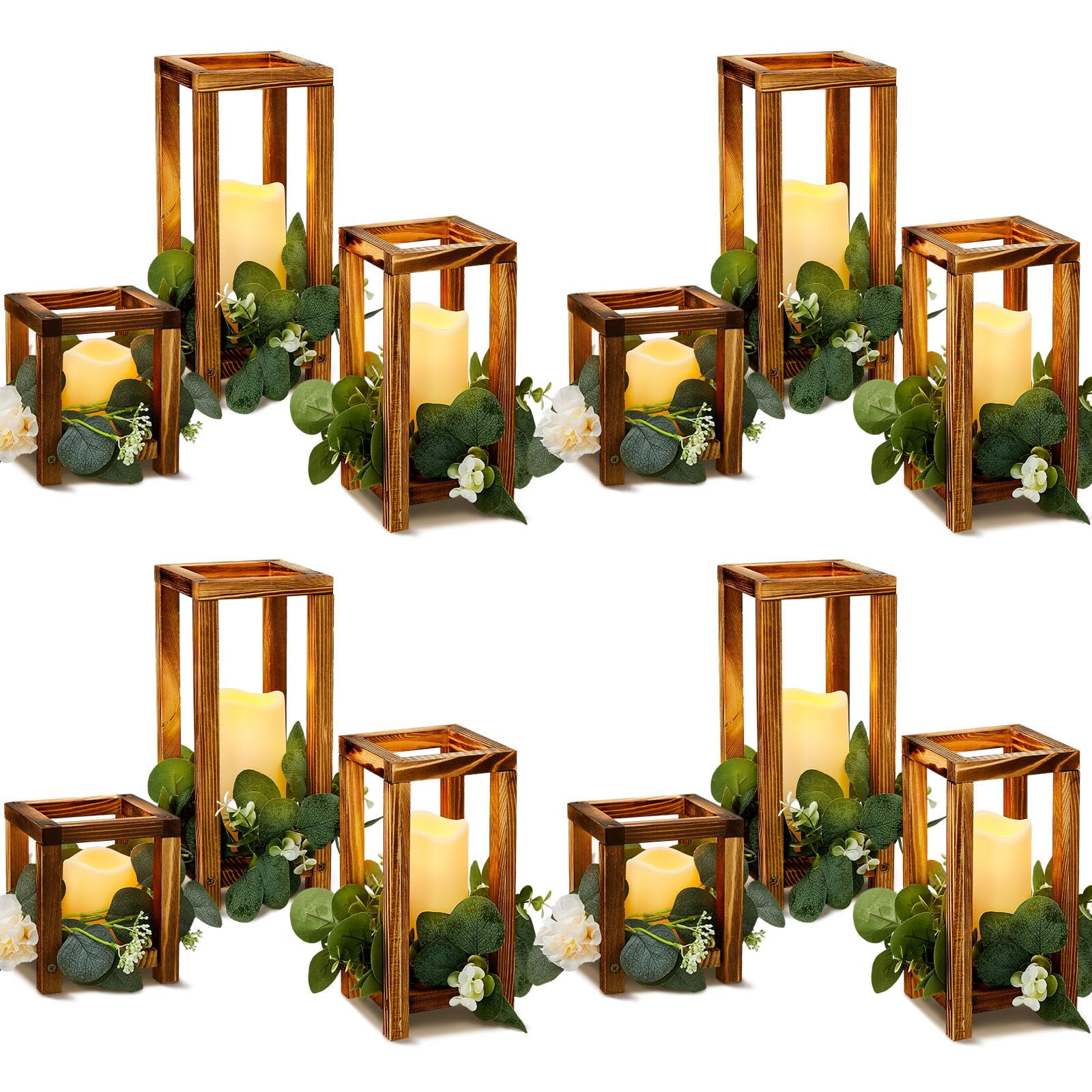 24 Pcs Wooden Candle Lantern Include 12 Wedding Lantern Centerpiece 12 ...