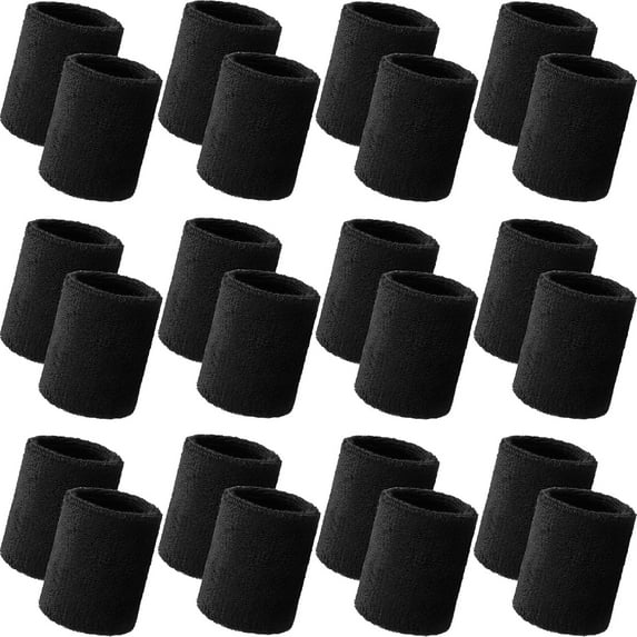 24 Pcs Wrist Sweatbands Bulk Sports Wrist Bands for Men Women Breathable Athletic Tennis Wristbands Stretchy Absorbent Cotton Terry for Basketball, Baseball, Gym, Working Out