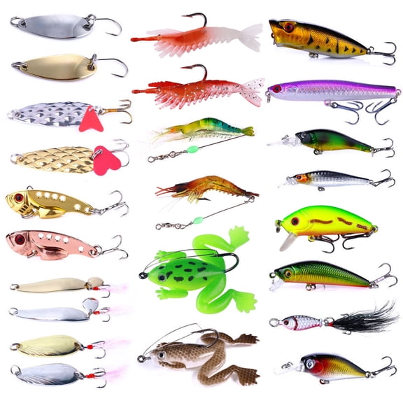 24 Pcs of Random Fishing Lure Set High Quality Swimming Bait Minnow Crank Wobble Bait Crankbait Artificial Bait