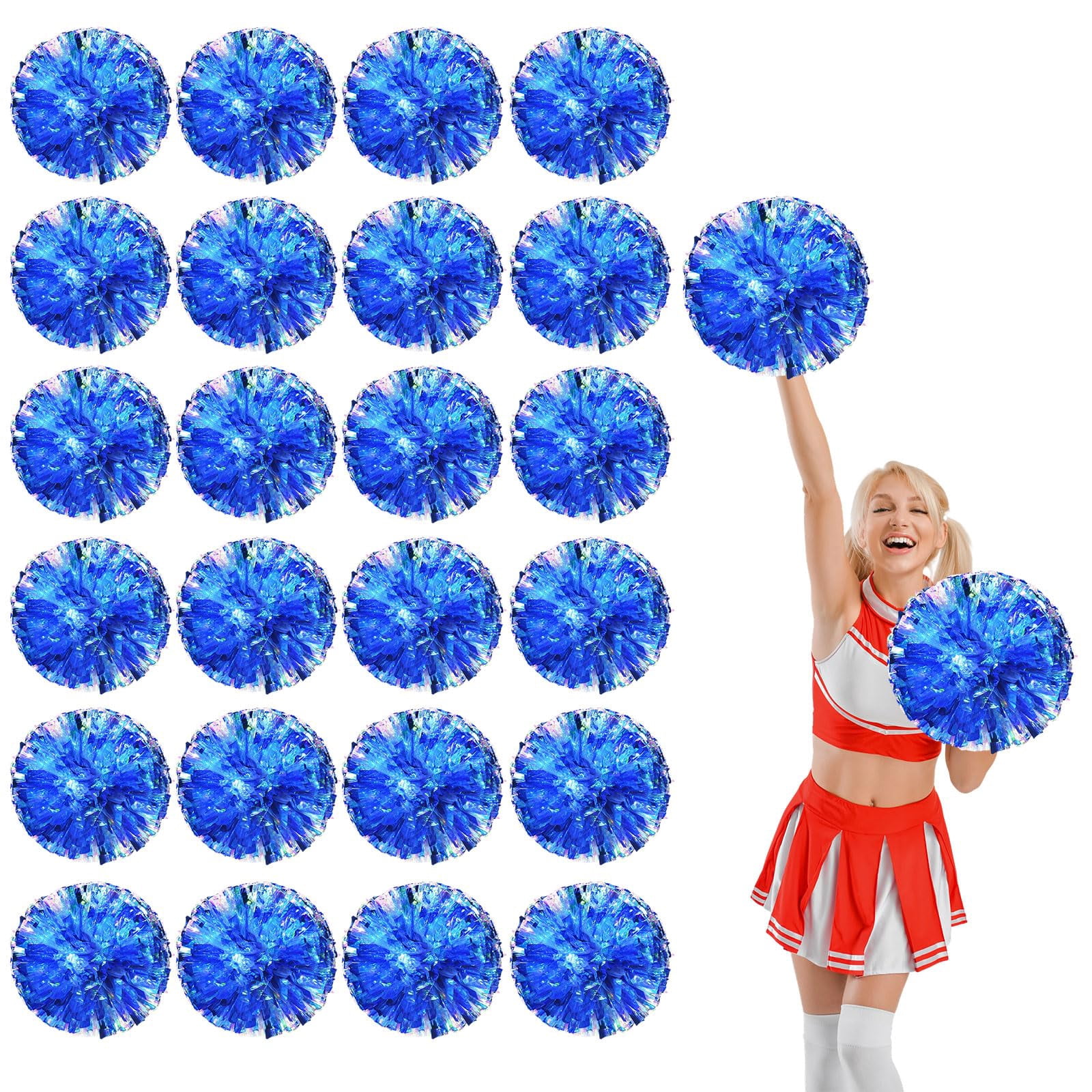 24 Pcs pom poms Cheer,13.7inch pom poms Cheerleading with Four Finger Payment Cheer Pom Pomsfor Dance, Matches