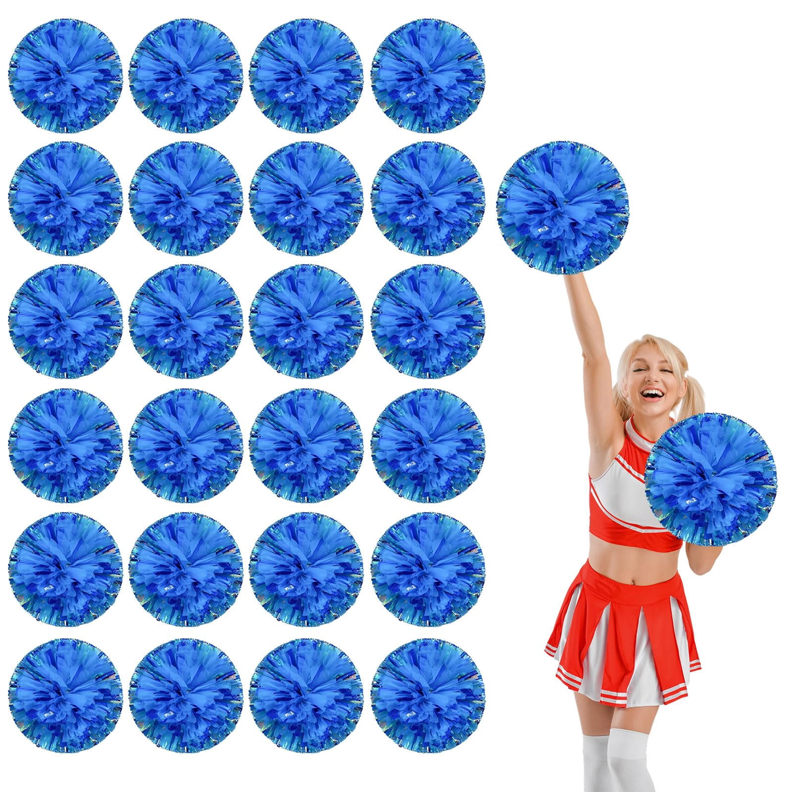 24 Pcs pom poms Cheer,13.7inch pom poms Cheerleading with Four Finger Payment Cheer Pom Pomsfor Dance, Matches