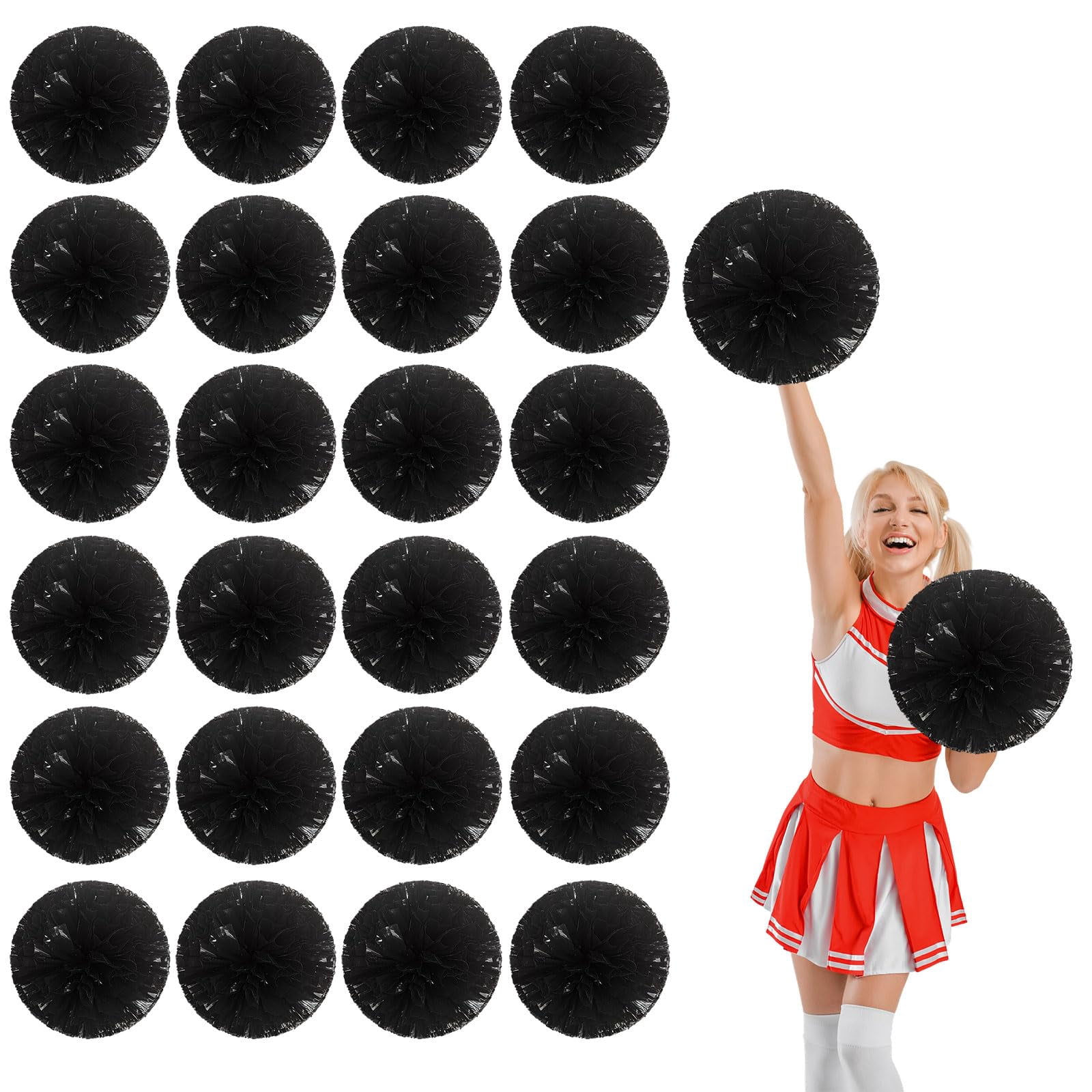 24 Pcs pom poms Cheer,13.7inch pom poms Cheerleading with Straight Handle Style Cheer Pom Pomsfor Dance, Matches