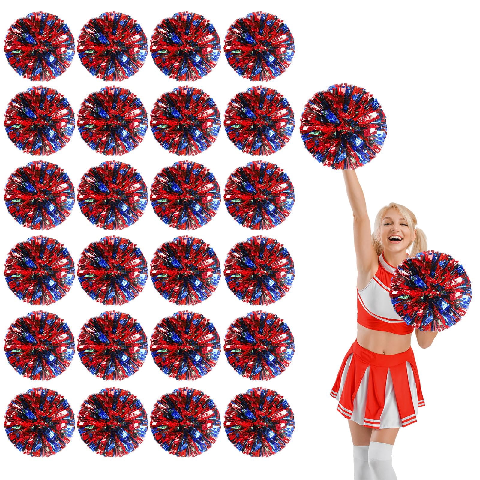 24 Pcs pom poms Cheer,13.7inch pom poms Cheerleading with Straight Handle Style Cheer Pom Pomsfor Dance, Matches