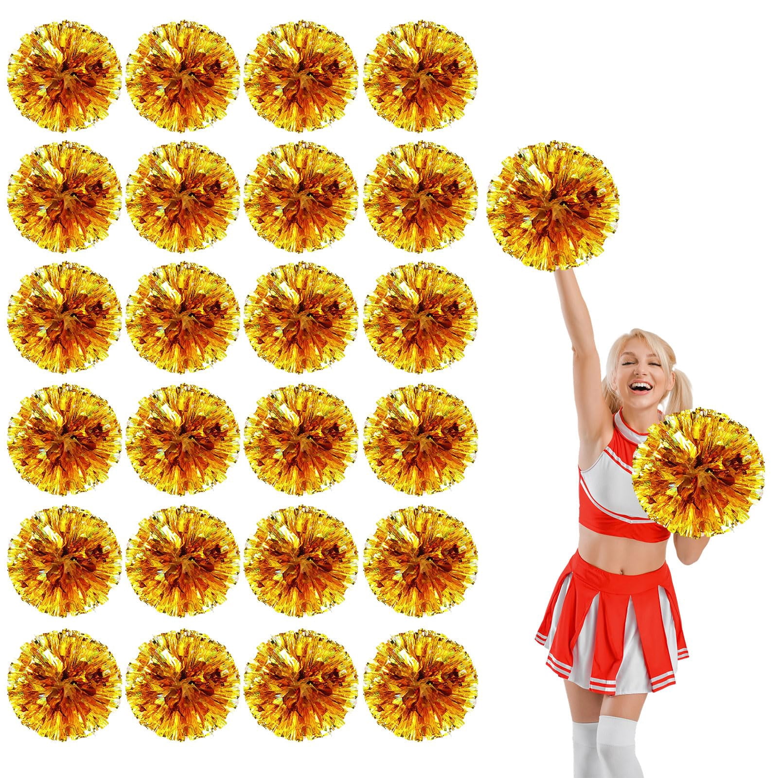 24 Pcs pom poms Cheer,pom poms Cheerleading with Finger Holes Cheer Pom Pomsfor Dance, Matches