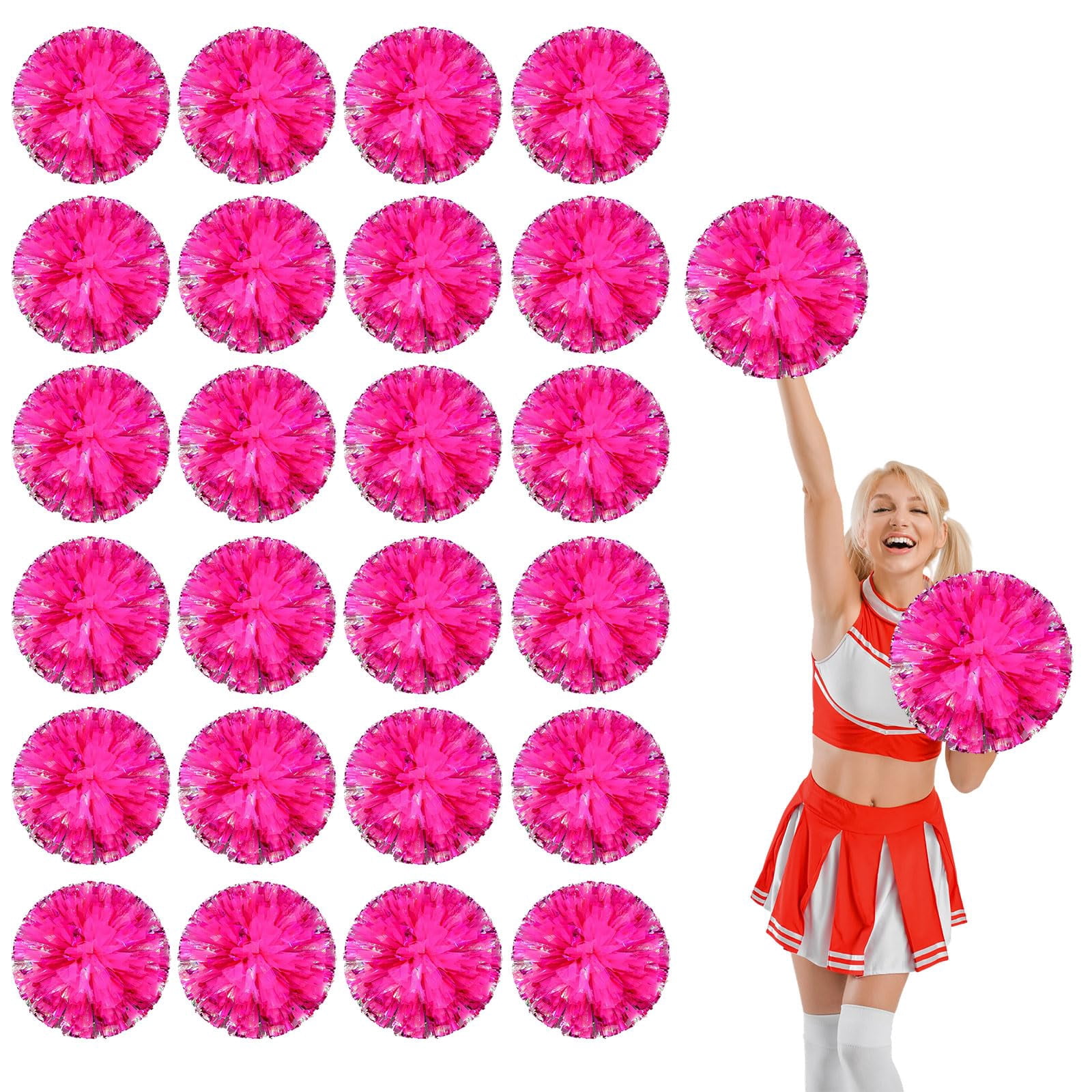 24 Pcs pom poms Cheer,pom poms Cheerleading with Four Finger Payment Cheer Pom Pomsfor Dance, Matches