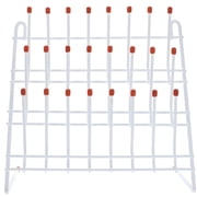 24-Peg Bottle Drying Rack   Wall-Mount Space-Saving Design, Sturdy Iron Frame, Non-Slip Red Top, for Lab Glassware, Milk Bottles, Kitchen, Classroom Use