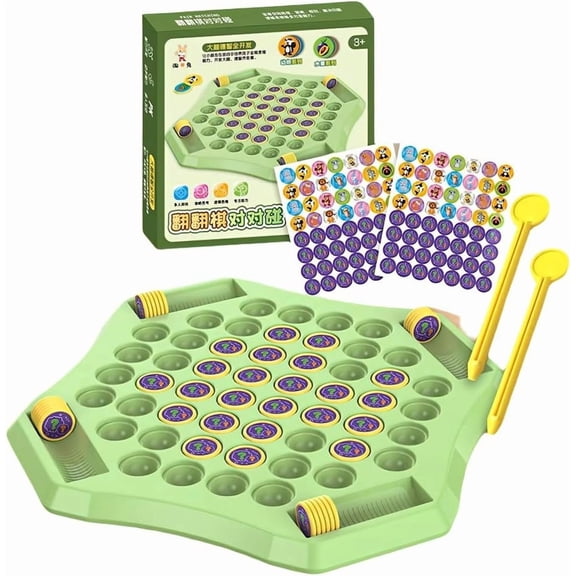 24 People Animal Flip Chess Memory Chess Game, Animal Flip Matching Chess Board, Memory Chess Game Over Card Board,Gathering Activity, Flip to Win Travel Memory Game,Green,12.4x12.4"