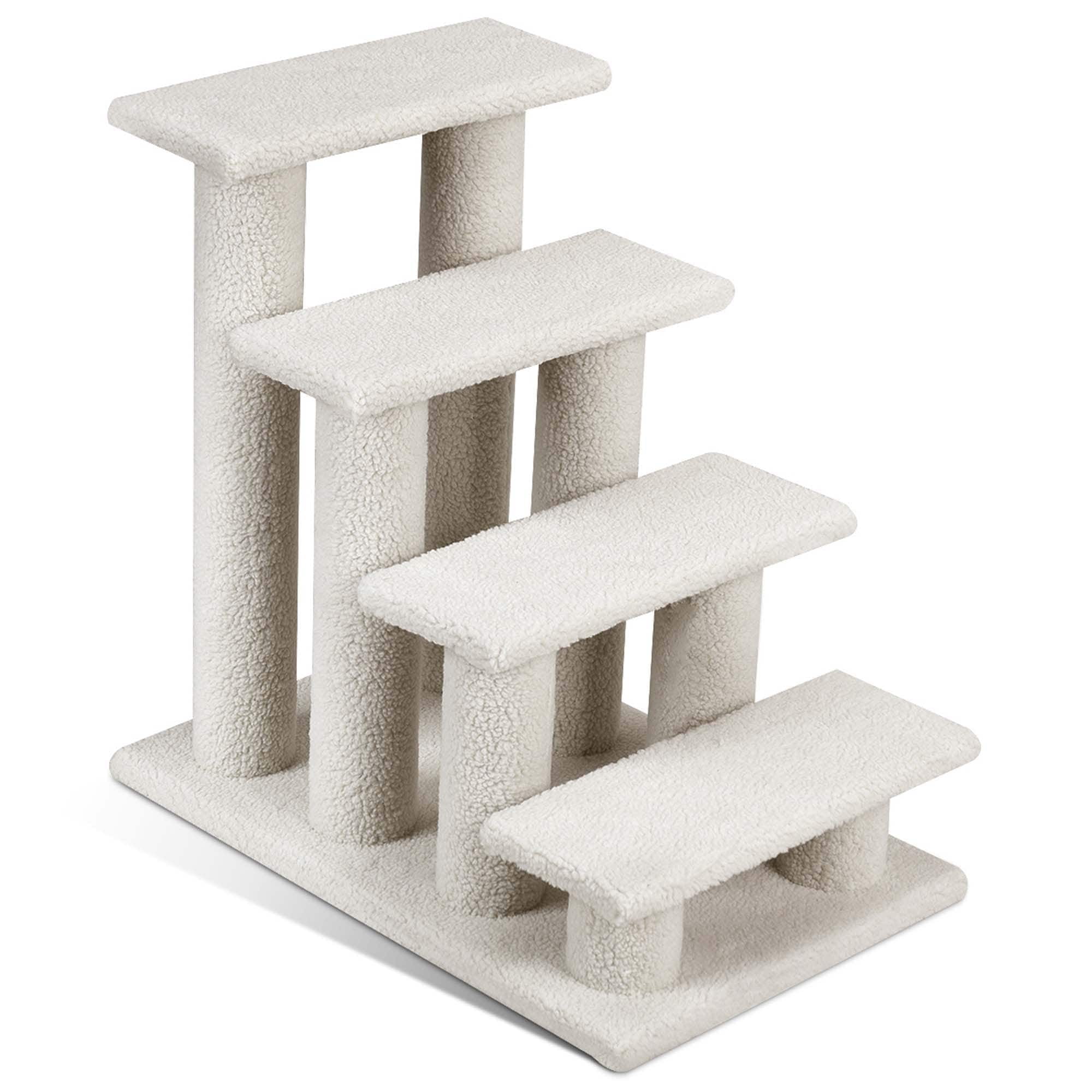 24'' Beige Faux Fleece 4-Step Cat Tree with Scratching Posts