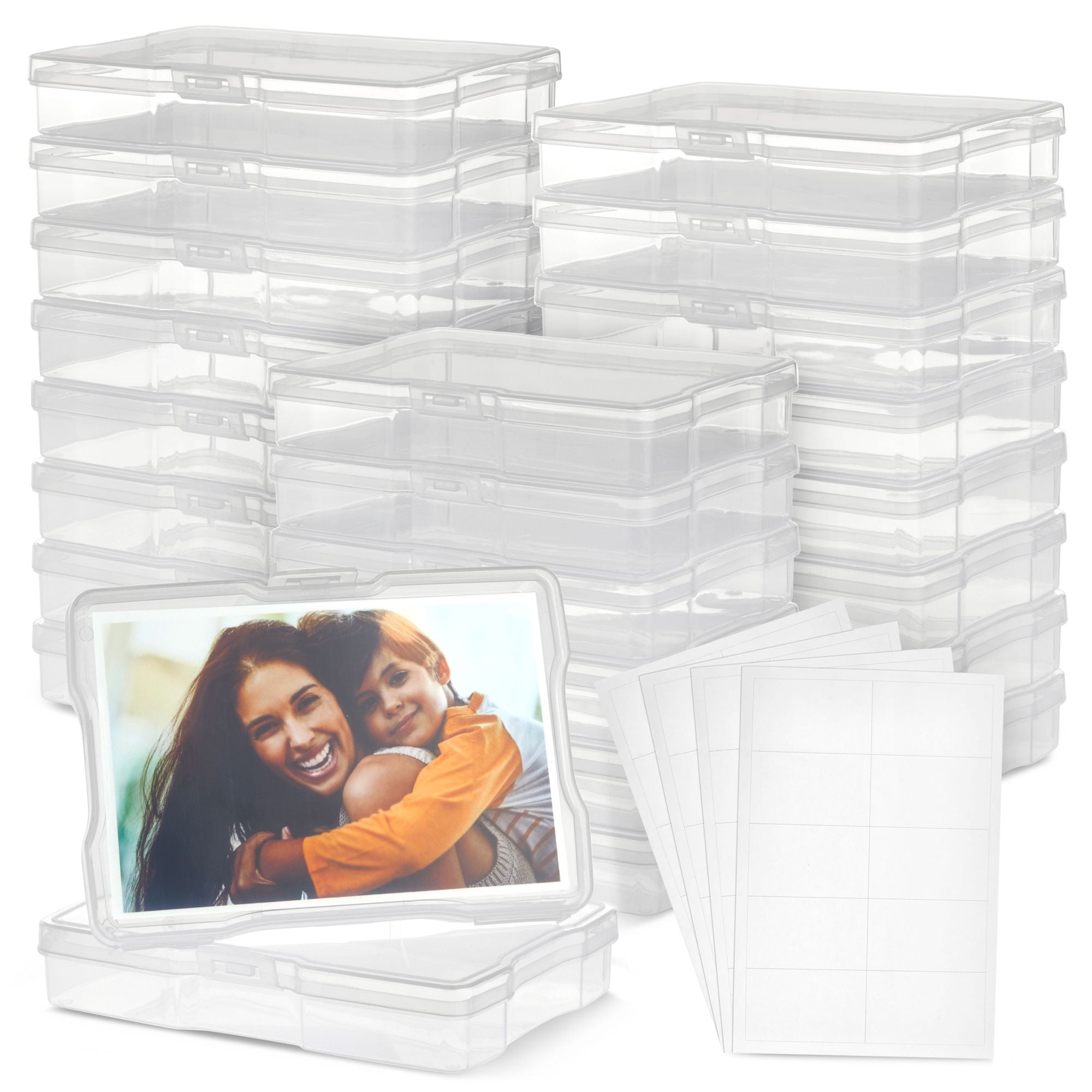 Photo Storage Box by Simply Tidy - Store and Protect Pictures, Documents,  and Prints - Black, Bulk 12 Pack 