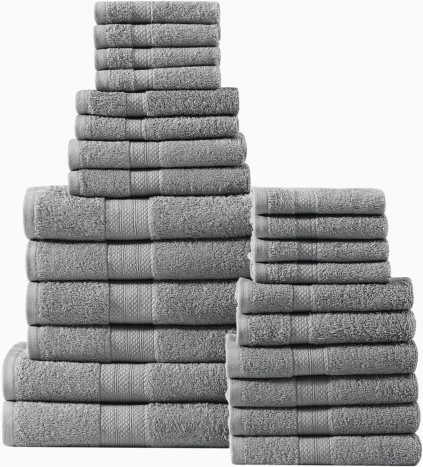 24 Piece 100 Cotton Bath Towel Set, Oversize Bath Sheet, Bath Towels