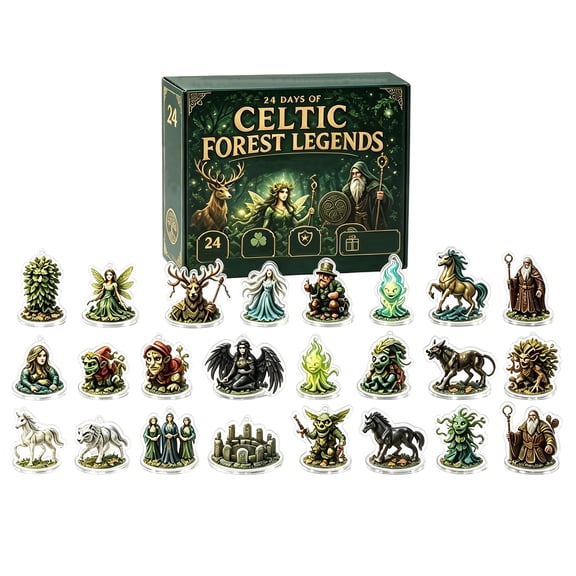 24 Piece Acrylic Figure Blind Box Set Celtic Forest Legends 2D Flat Display Ornaments Myth Inspired Collectible Series