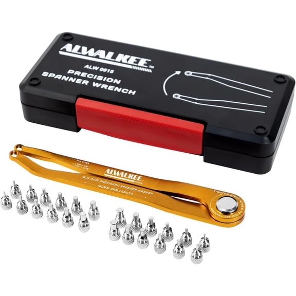 24-Piece Adjustable Pin Spanner Wrench Set, Precision Spanner Wrench with Metric&Pins,Heavy Duty Hook C Spanner Wrench for Hydraulic Cylinder,180 Pivot for Bearings,Coilover& Locknut,6-200mm