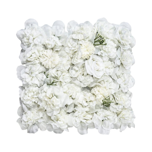 24-Piece Artificial 3D Flower Panel Set, 15x15 Inch White Floral Wall with Mesh Base, Quick Assembly Backdrop for Home, Wedding, Baby Party Decor