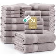 thumbnail image 1 of LANE LINEN Plush Bath Towel Set of 24 - 100% Ring Spun Cotton, Ultra-Absorbent & Superior Softness - Platinum, 1 of 9