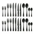 thumbnail image 1 of 24 Piece Black Silverware Set with Steak Knives, Stainless Steel Flatware Set for 4, Mirror Polished Cutlery, 1 of 8