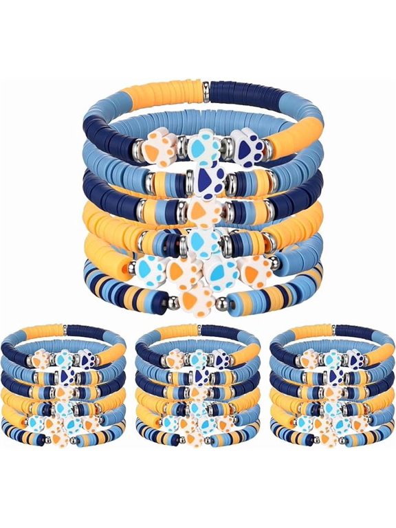 24 Piece Blue Dog Theme Clay Bead Bracelets