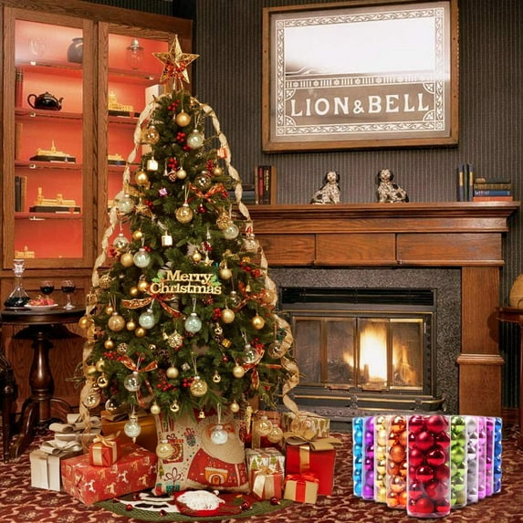 24 Piece Christmas Ball Christmas Tree Ornaments - Shatterproof Christmas Tree Decorations Medium Hanging Balls Gold 2.5 Inch x 24 Pack