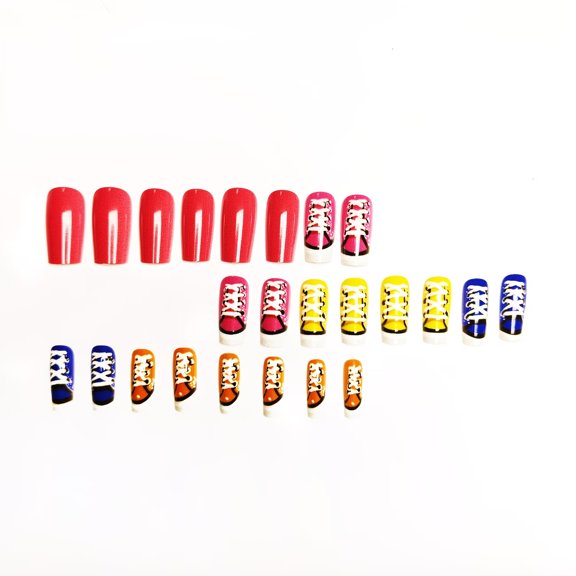 24-Piece Colorful Press-On Nails Set - Unique Shoe Style Design for Effortless Glam