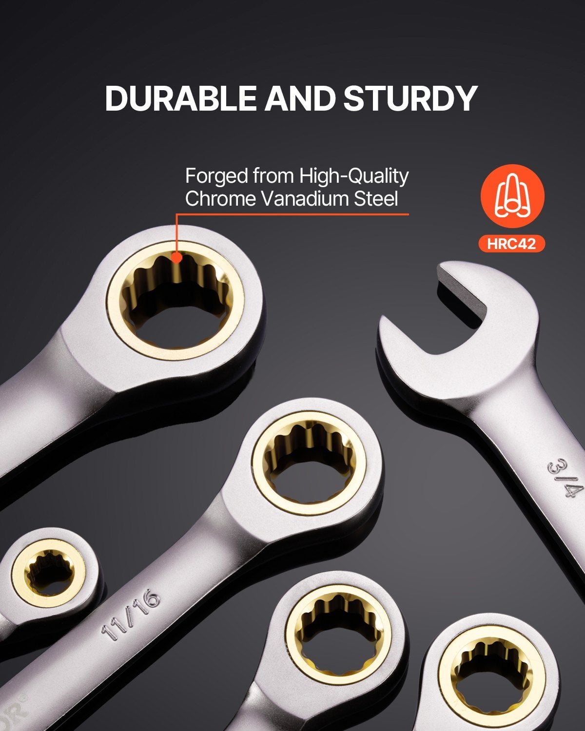 24-Piece Combination Ratcheting Wrench Set with Organizer, SAE 1/4" to 7/8" & Metric 8mm to 19mm, Chrome Vanadium Steel, for Household & Auto Repair