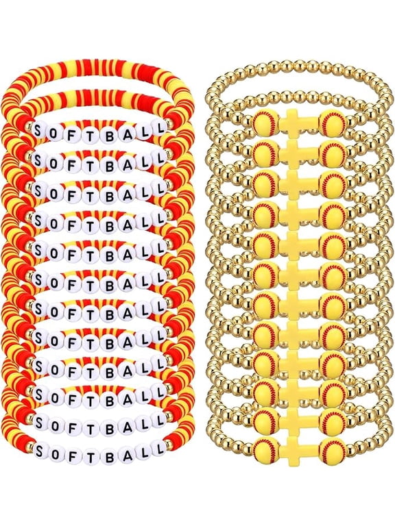 24 Piece Cross Softball Bracelets Bulk Sport Team Gifts