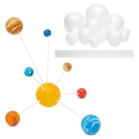 24 Piece DIY Solar System Model Kit with 14 White Foam Balls and 10 Bamboo Sticks for School Science Projects