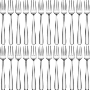 24 Piece Dessert Forks Stainless Steel Cocktail Forks Appetizer Forks,5.4 Inch Small Forks Silverware Forks,3-Tine Mini Salad Fruit Forks,Mirror Polished,Dishwasher Safe