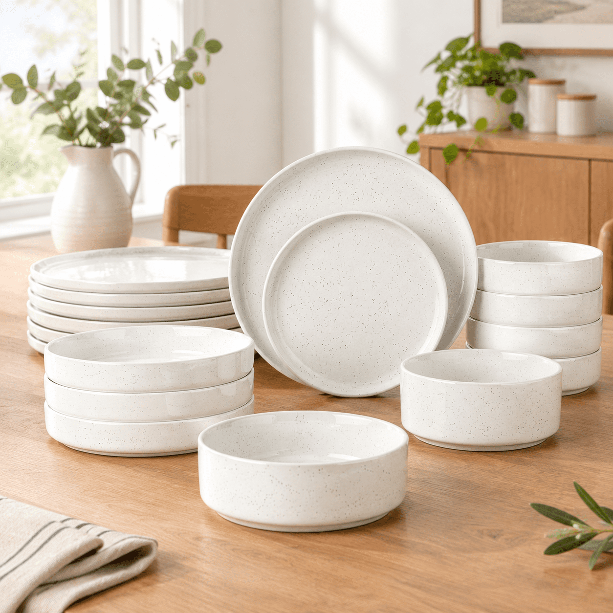 Main Course Dinner Set 24 Piece Dinnerware Sets With Pasta For 6 Dinner Salad Plates And ...