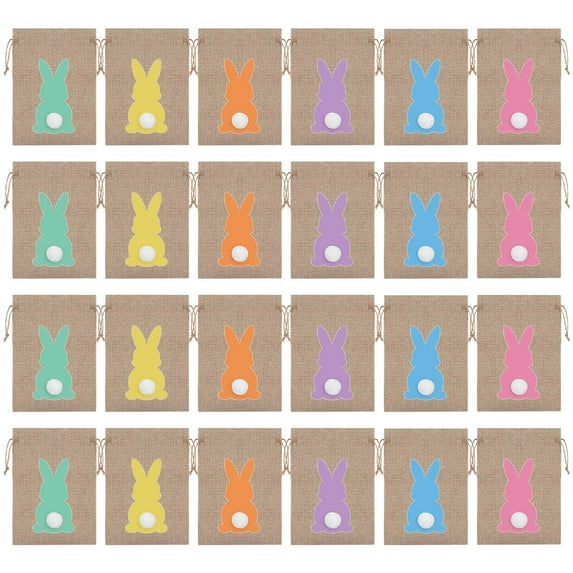 24 Piece Easter Drawstring Candy Pockets Gift Bags for Kids Party Favors