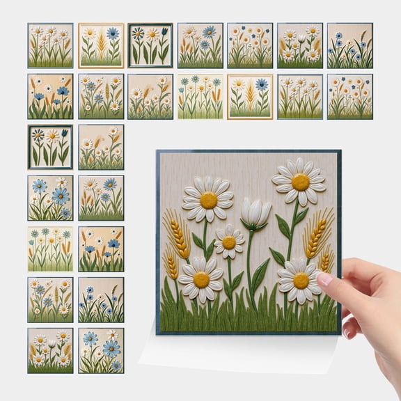24-Piece European-Style Tile Stickers - 4×4 Inch Self-Adhesive Decorative Stickers for Bathroom, Kitchen, Floor, and Wall