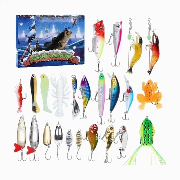 24-Piece Fishing Advent Calendar 2026, Premium Fishing Lures Set Tackle Box, Christmas Countdown Gifts for Men Dad Anglers
