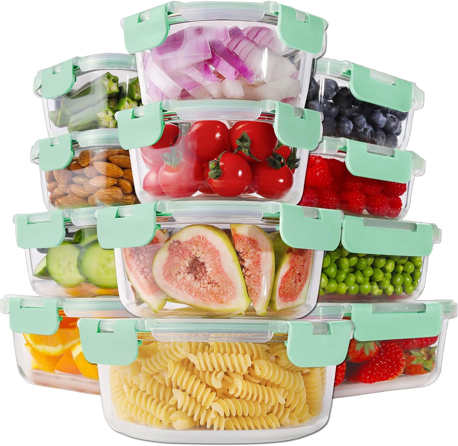 Food Storage Images 24-Piece Glass Food Storage Container Set with Lids in Multiple Sizes ...