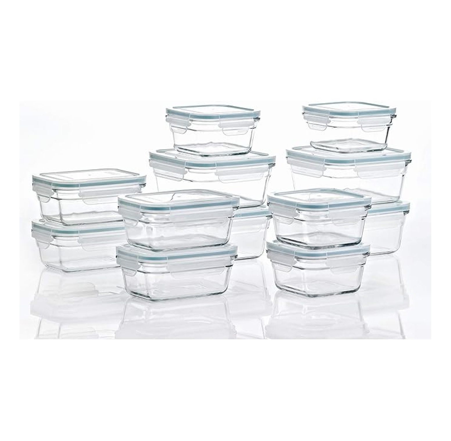 24 Piece Glass Food Storage Containers Set with Lids, Oven & Microwave Safe, Airtight Containers for Meal Prep, BPA Free, Leakproof, Clear Glass Containers for Kitchen & Pantry