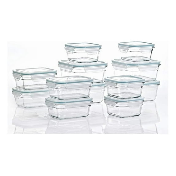 24 Piece Glass Food Storage Containers Set with Lids, Oven & Microwave Safe, Airtight Containers for Meal Prep, BPA Free, Leakproof, Clear Glass Containers for Kitchen & Pantry