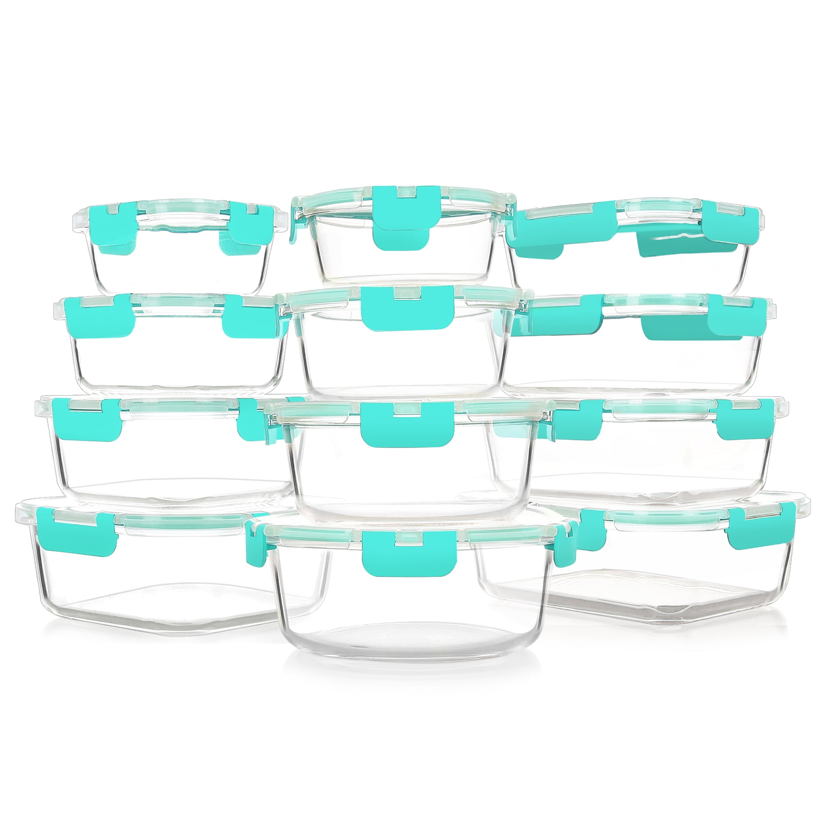 Glass Food Storage Containers with Lids, 24 Pcs Glass Meal Prep Containers,  Airtight Glass Bento Boxes, BPA-Free & FDA Approved & Leak Proof