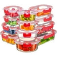 thumbnail image 1 of 24 Piece Glass Storage Containers with Lids - Airtight, Leak Proof, Dishwasher Safe, Glass Tupper Ware Sets with Lids, Food Storage Containers, Meal Prep Containers, Gray, 1 of 7