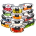 thumbnail image 1 of 24 Piece Glass Airtight Storage Containers with Lids - Leak Proof, Dishwasher Safe Glass Food Storage Containers for Meal Prep or Leftovers, 1 of 8