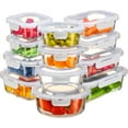 thumbnail image 1 of 24-Piece Glass Storage Containers with Lids - Airtight, Leak-Proof, Dishwasher Safe, Tupperware Glass Dishware Set with Lids, Food Storage Containers, Meal Prep Containers, Gray, 1 of 7