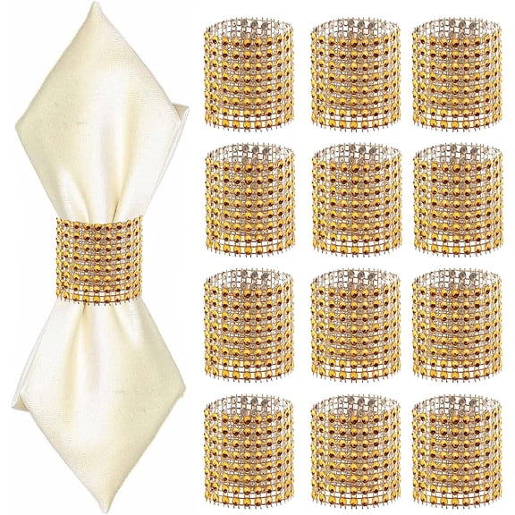 24 Piece Gold Napkin Ring Diamond Surface Event Table Decoration